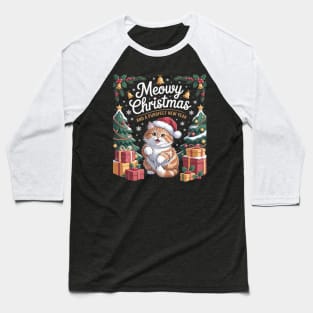 BRITISH LONGHAIR Cat Meowy Christmas & A Purrfect New Year Baseball T-Shirt